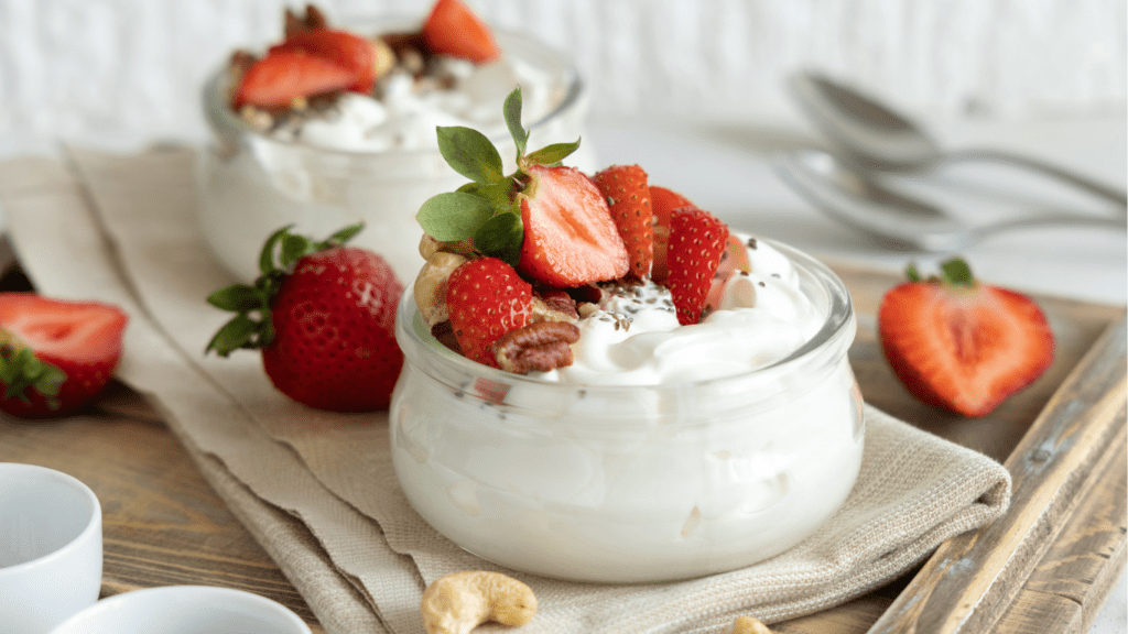 Yogurt and strawberry